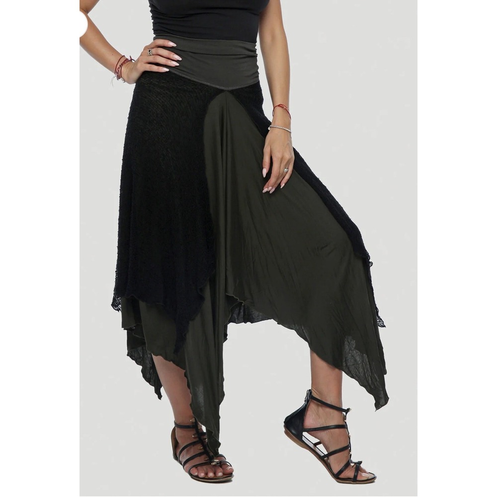 Psylo Le Skirt Size M/L Olive Noir‎ Asymmetrical